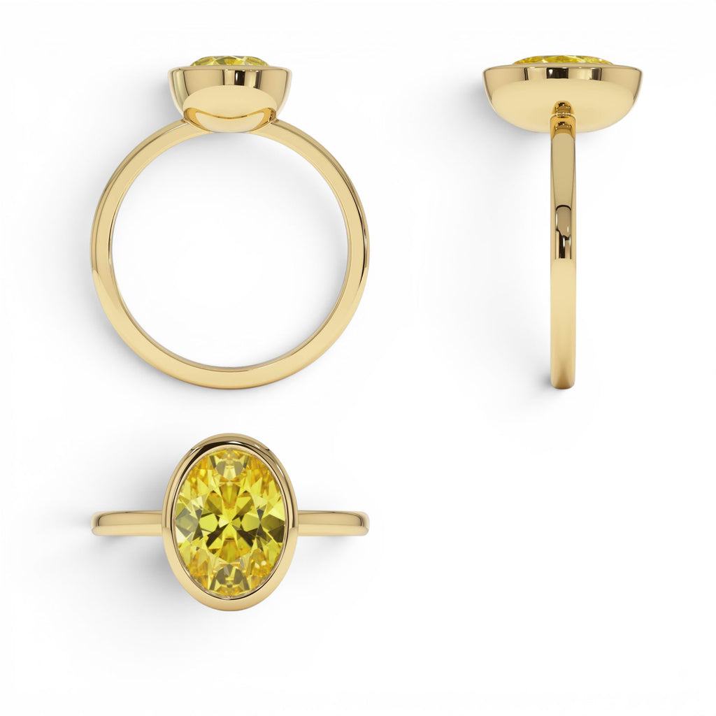 2.00 CTW Fancy Yellow Oval Lab-Grown Diamond Engagement Ring in 14K Gold — view 3