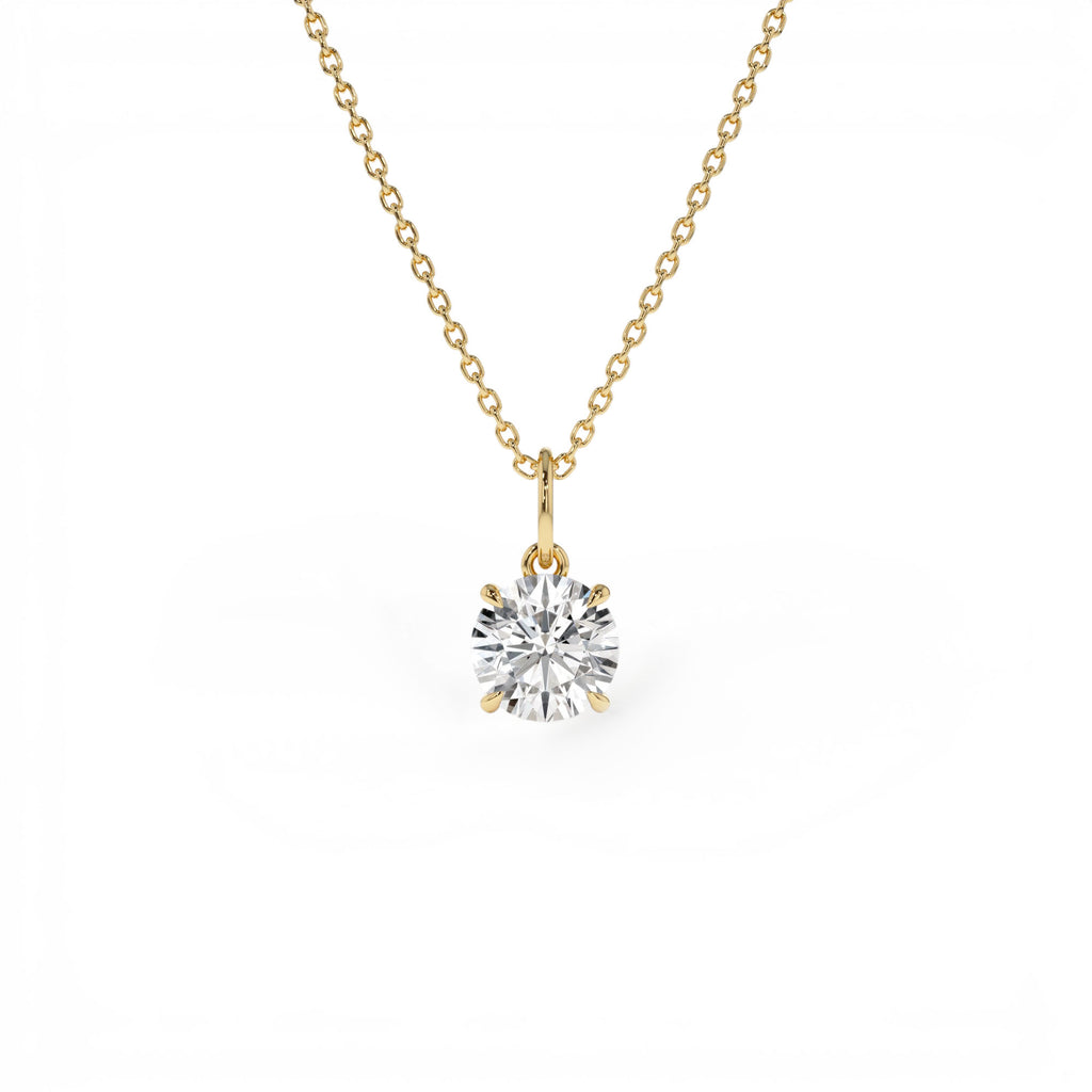 1.00 CTW Round Solitaire Lab-Grown Diamond Classic Charm Necklace in 14K Gold — view 1