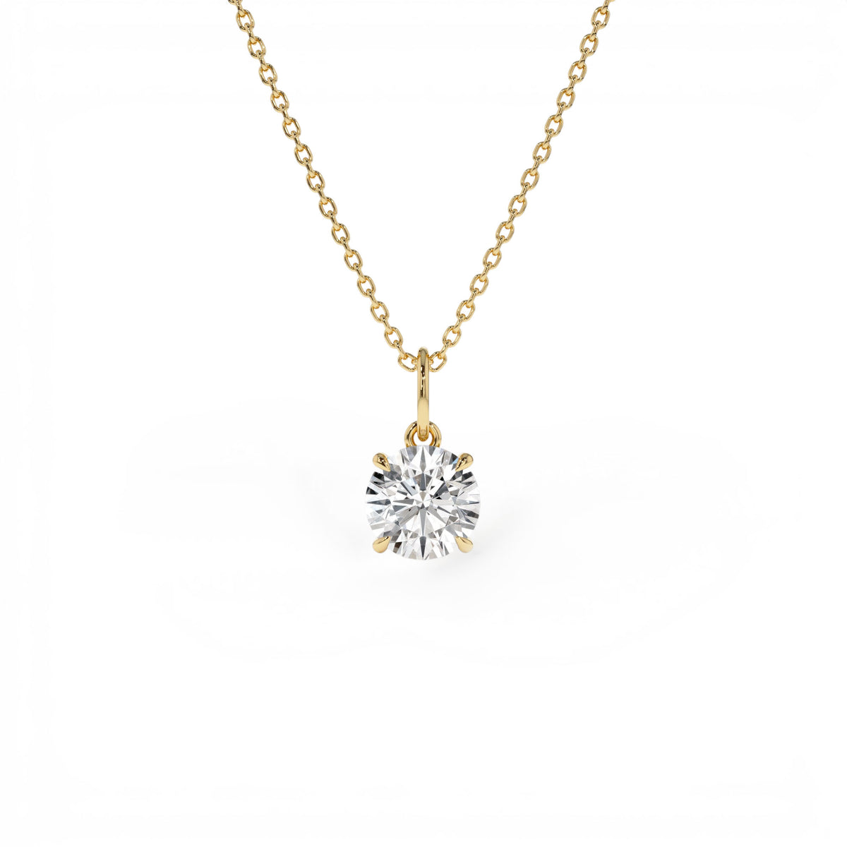 1.00 CTW Round Solitaire Lab-Grown Diamond Classic Charm Necklace in 14K Gold — view 1