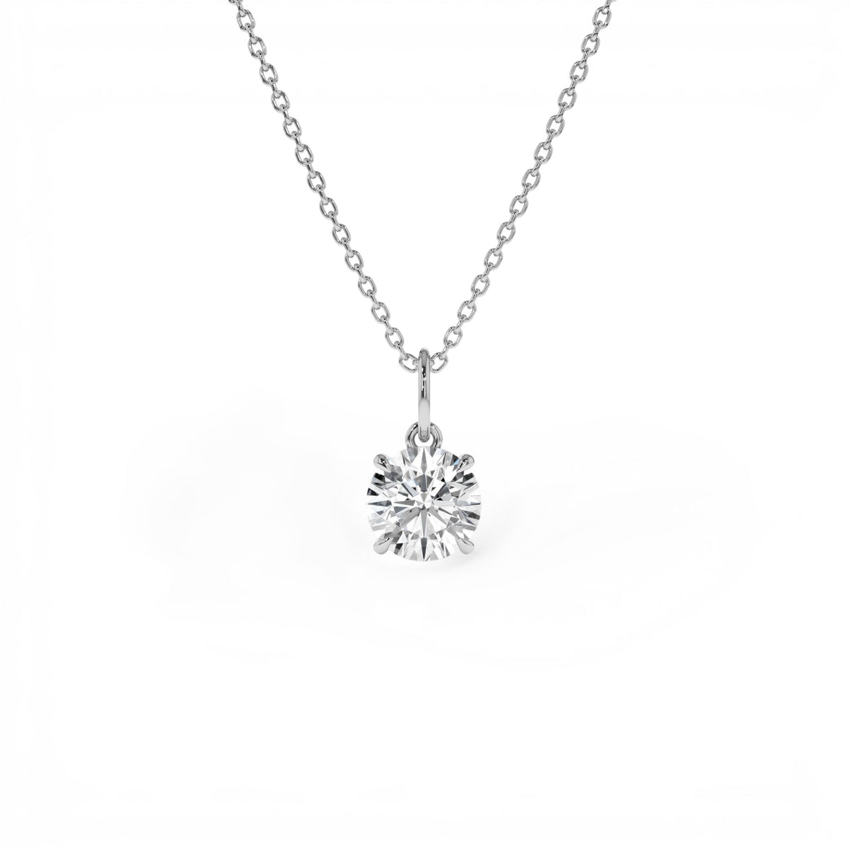 1.00 CTW Round Solitaire Lab-Grown Diamond Classic Charm Necklace in 14K Gold — view 2