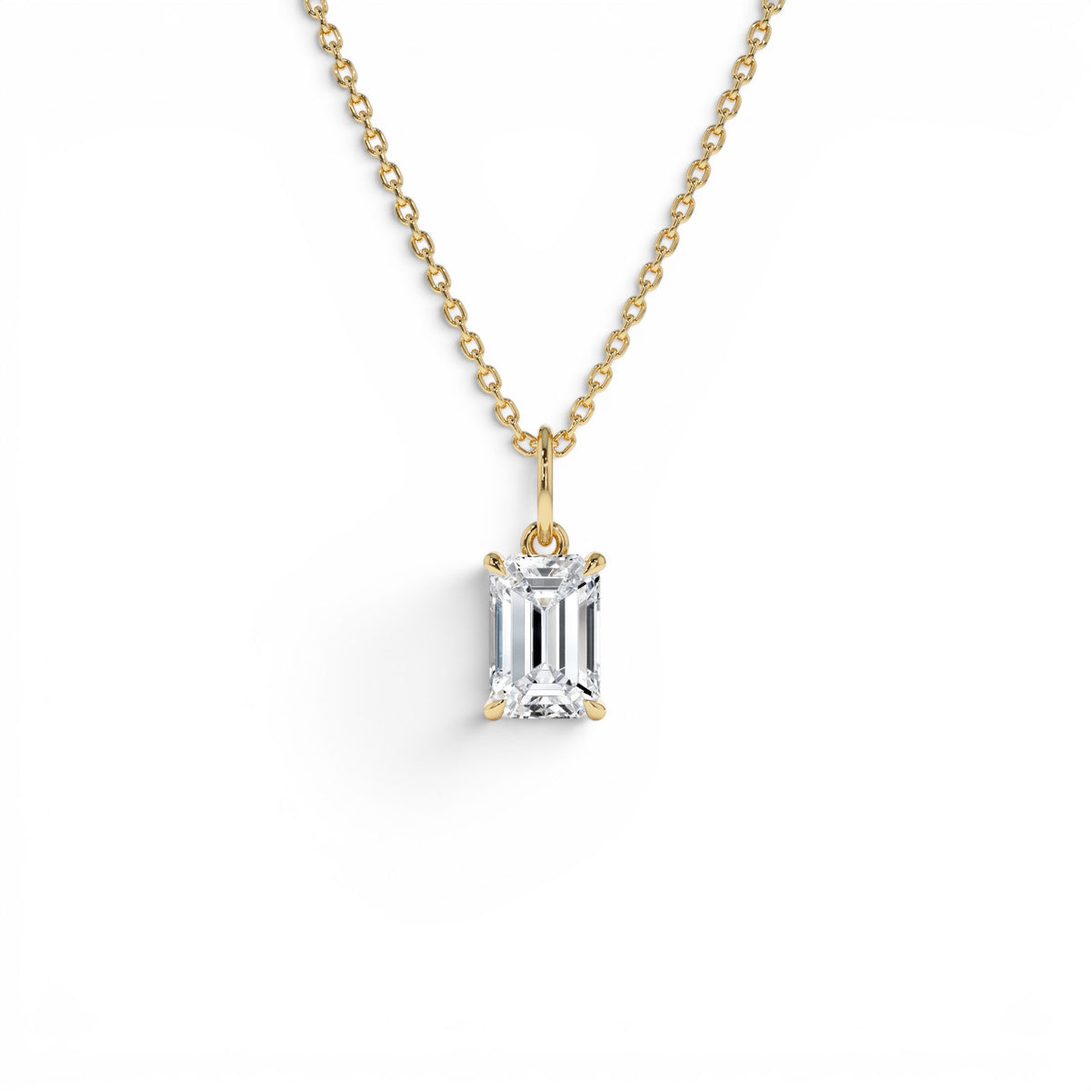 1.00 CTW Emerald Cut Lab-Grown Diamond Classic Charm Necklace in 14K Gold — view 1