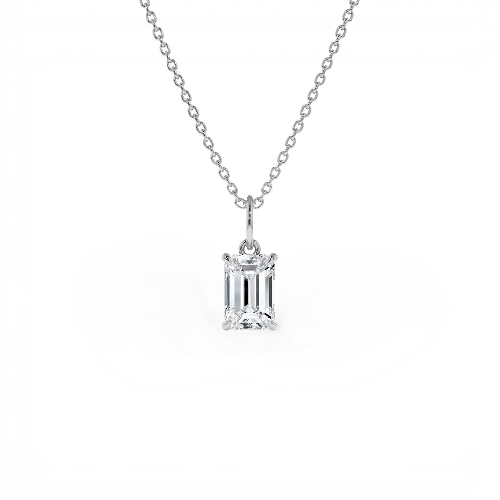 1.00 CTW Emerald Cut Lab-Grown Diamond Classic Charm Necklace in 14K Gold — view 2