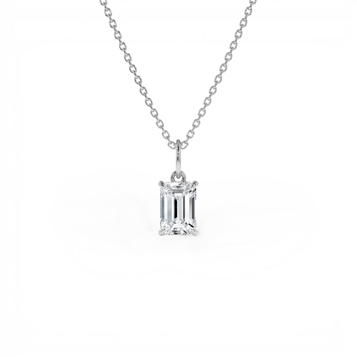 1.00 CTW Emerald Cut Lab-Grown Diamond Classic Charm Necklace in 14K Gold — view 2
