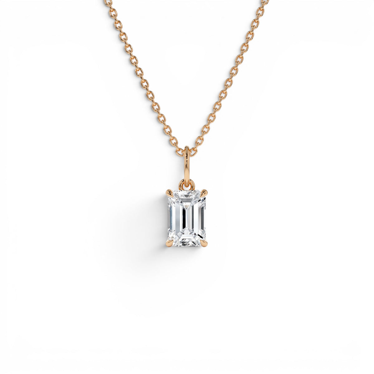 1.00 CTW Emerald Cut Lab-Grown Diamond Classic Charm Necklace in 14K Gold — view 3