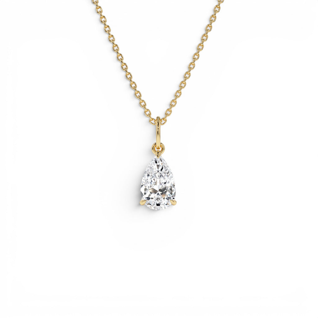 1.00 CTW Pear Shaped Lab-Grown Diamond Classic Charm Necklace in 14K Gold — view 1