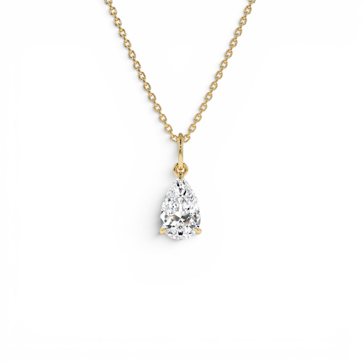 1.00 CTW Pear Shaped Lab-Grown Diamond Classic Charm Necklace in 14K Gold — view 1