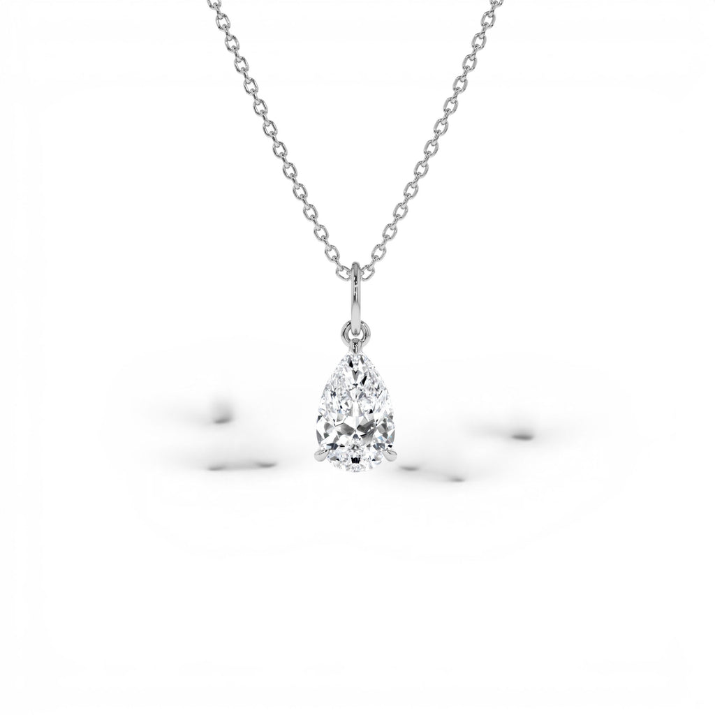 1.00 CTW Pear Shaped Lab-Grown Diamond Classic Charm Necklace in 14K Gold — view 2