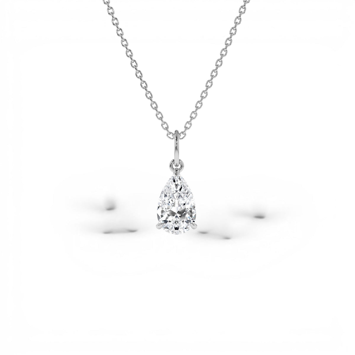 1.00 CTW Pear Shaped Lab-Grown Diamond Classic Charm Necklace in 14K Gold — view 2