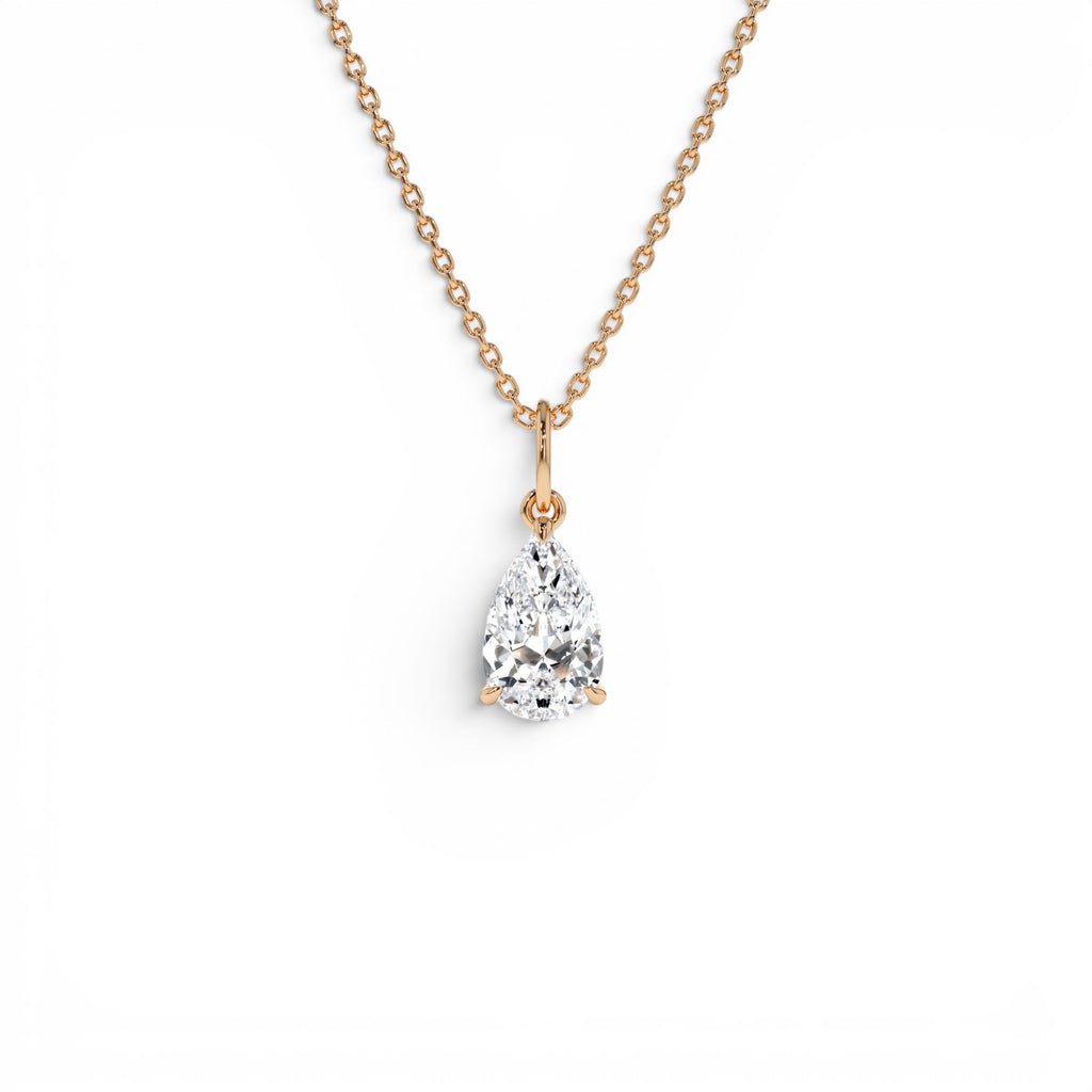 1.00 CTW Pear Shaped Lab-Grown Diamond Classic Charm Necklace in 14K Gold — view 3