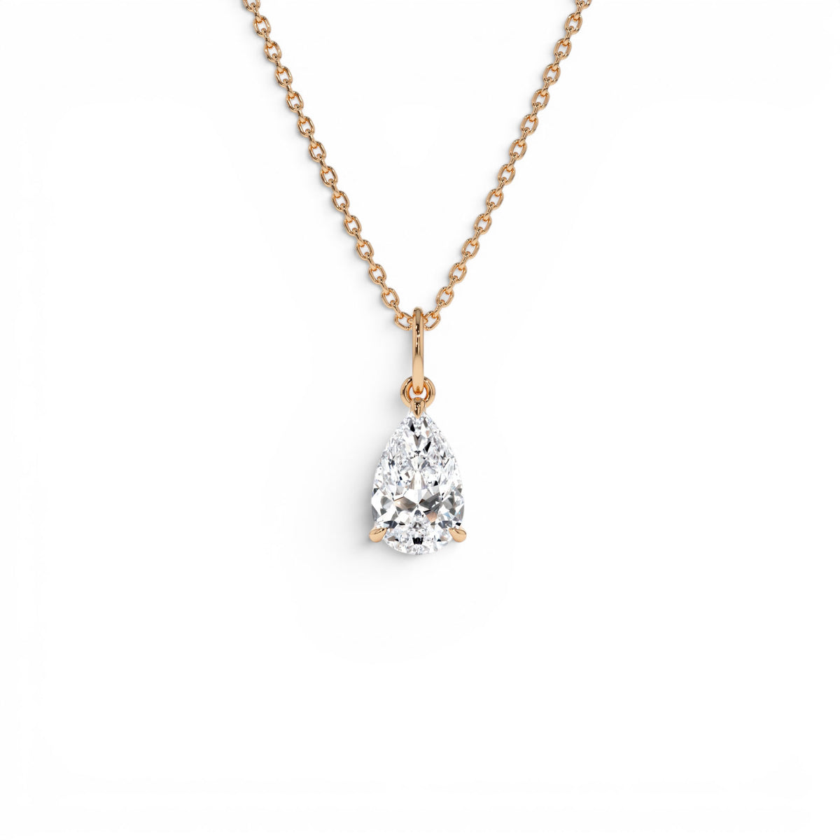 1.00 CTW Pear Shaped Lab-Grown Diamond Classic Charm Necklace in 14K Gold — view 3