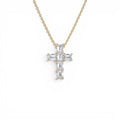 1.25 CTW Emerald Cut Lab-Grown Diamond Cross Necklace in 14K Gold — view 1