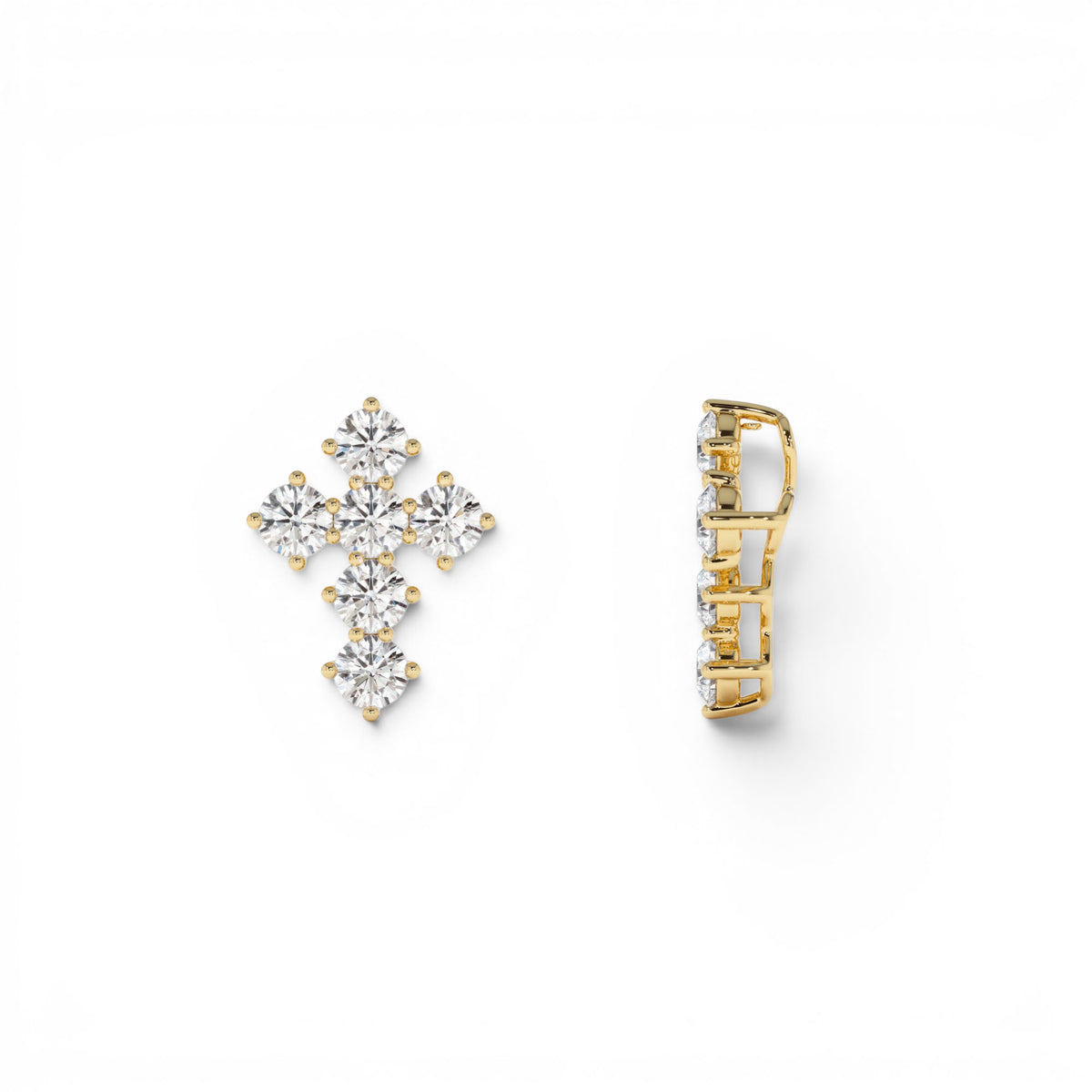 0.99 CTW Round Brilliant Lab-Grown Diamond Cross Necklace in 14K Gold — view 2