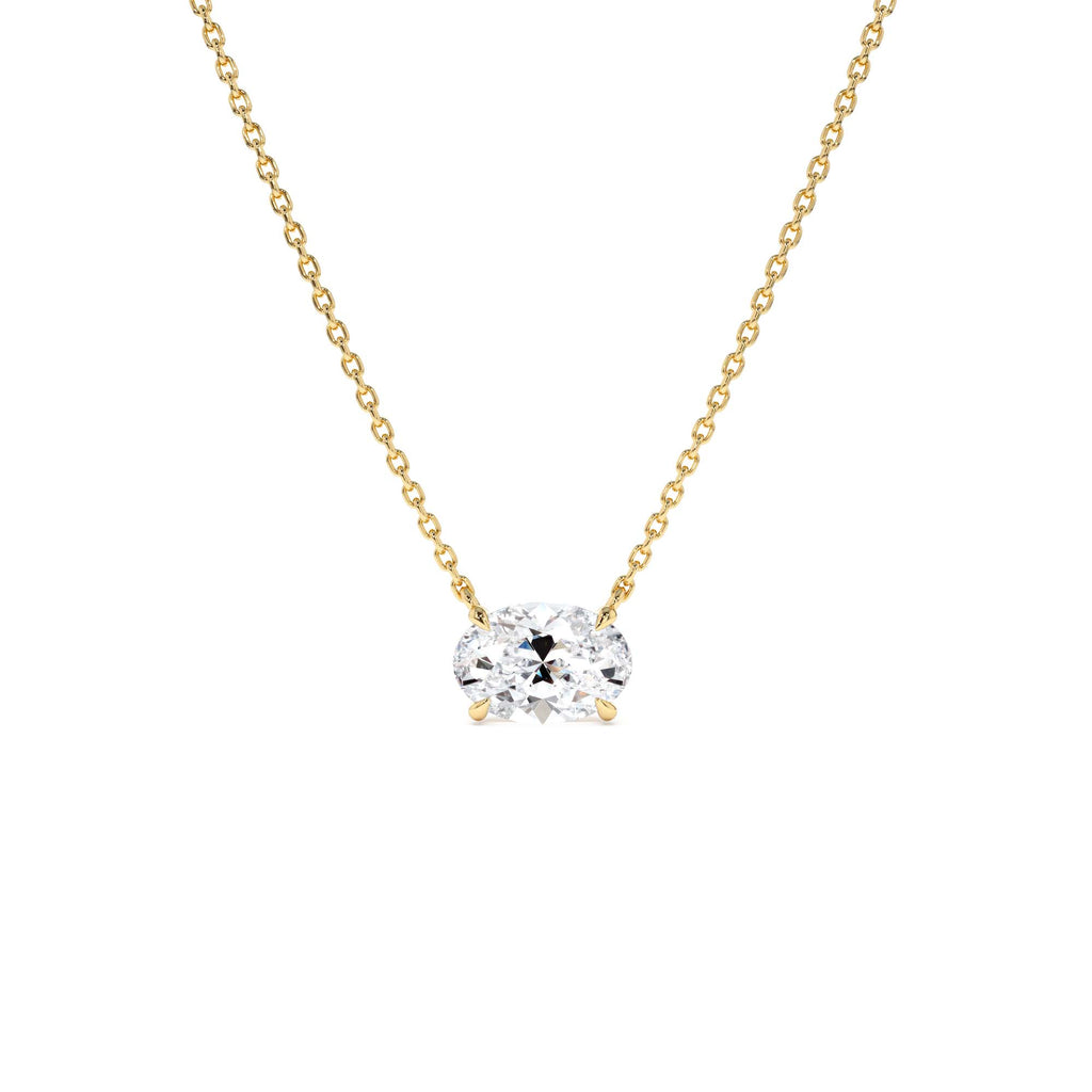 1.00 CTW Prong Setting Oval Shape Lab-Grown Diamond Solitaire Necklace in 14K Gold — view 1