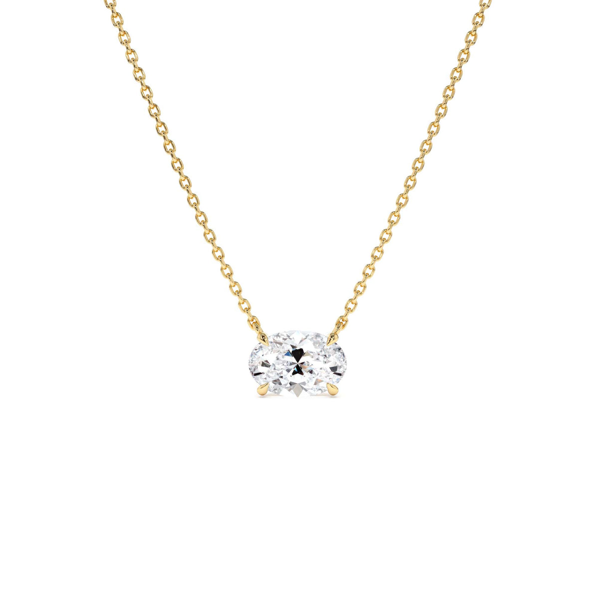 1.00 CTW Prong Setting Oval Shape Lab-Grown Diamond Solitaire Necklace in 14K Gold — view 1