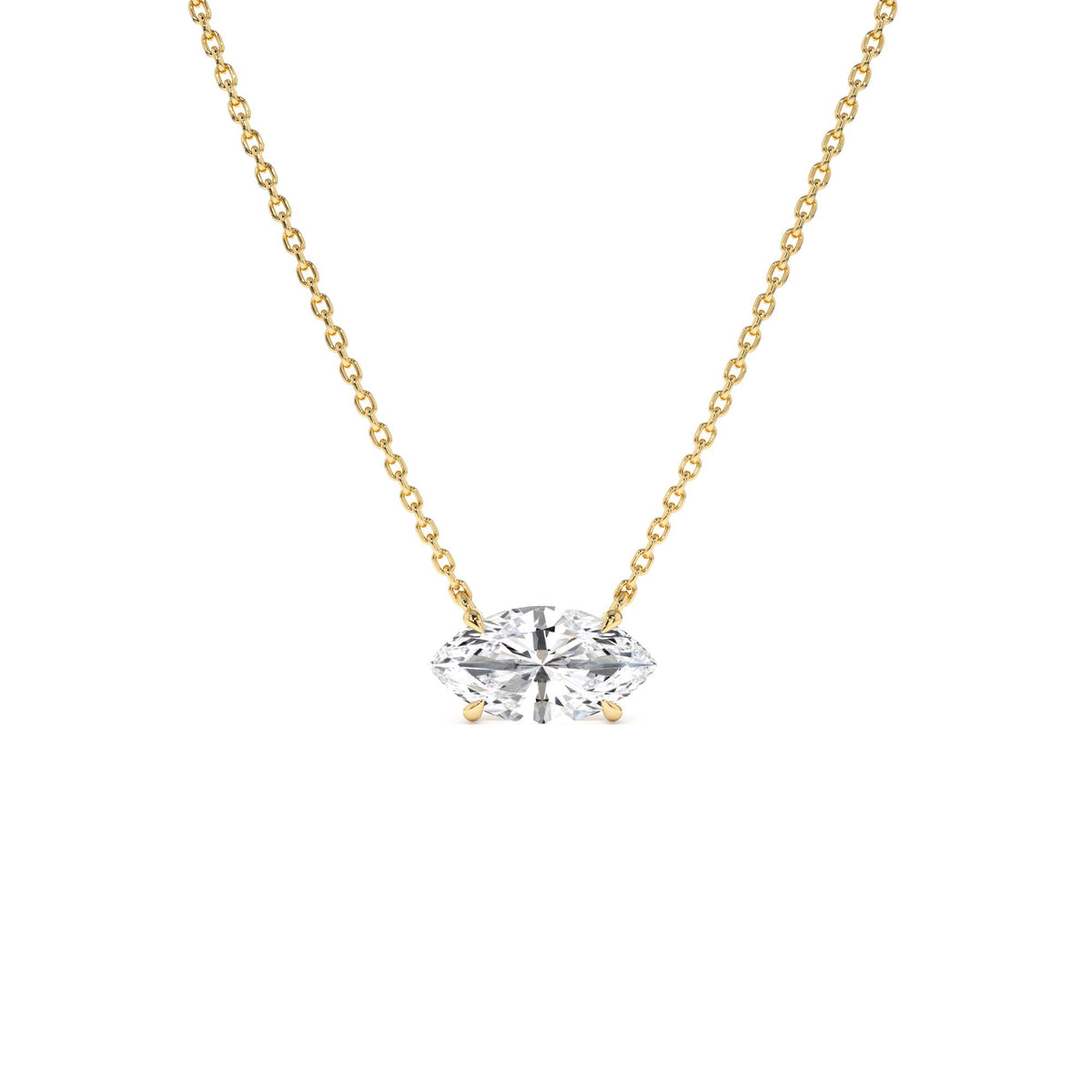 1.00 CTW Prong Setting Marquise Shape Lab-Grown Diamond Solitaire Necklace in 14K Gold — view 1