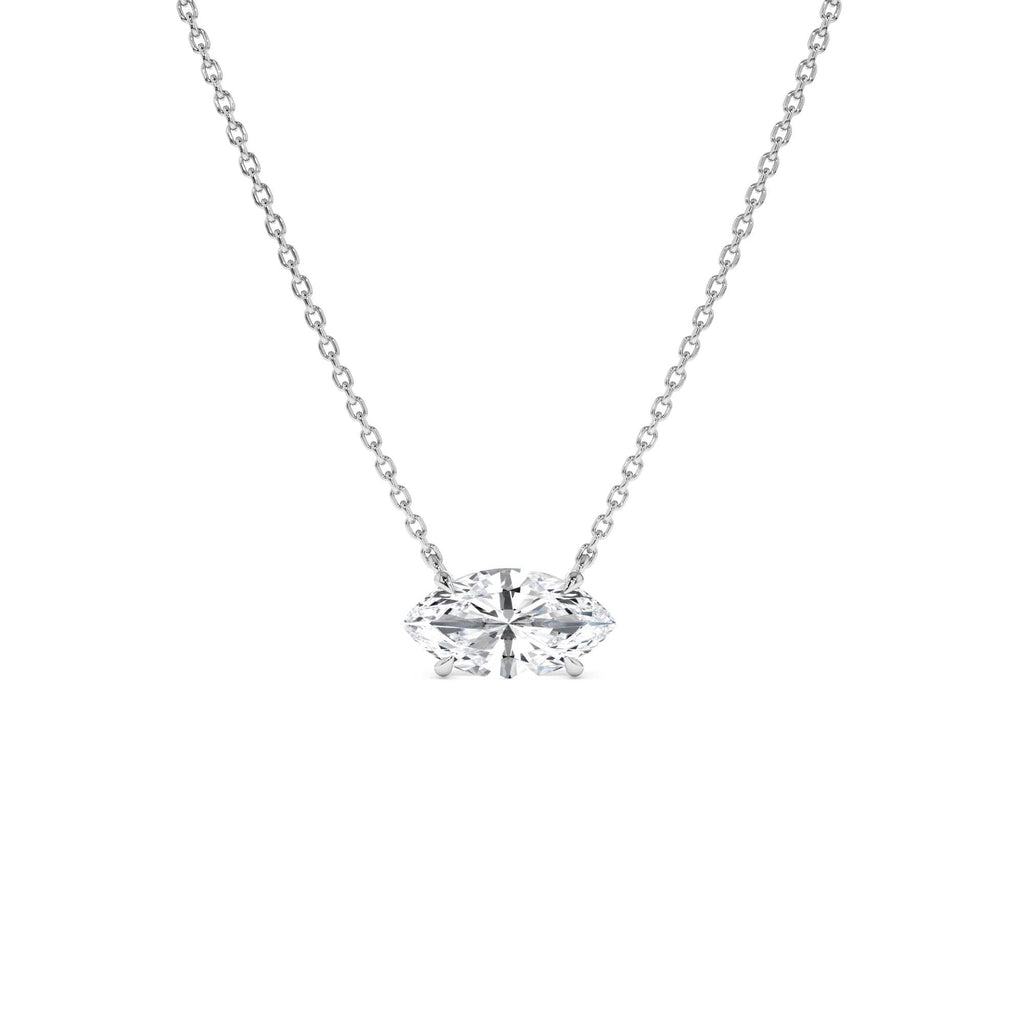 1.00 CTW Prong Setting Marquise Shape Lab-Grown Diamond Solitaire Necklace in 14K Gold — view 2
