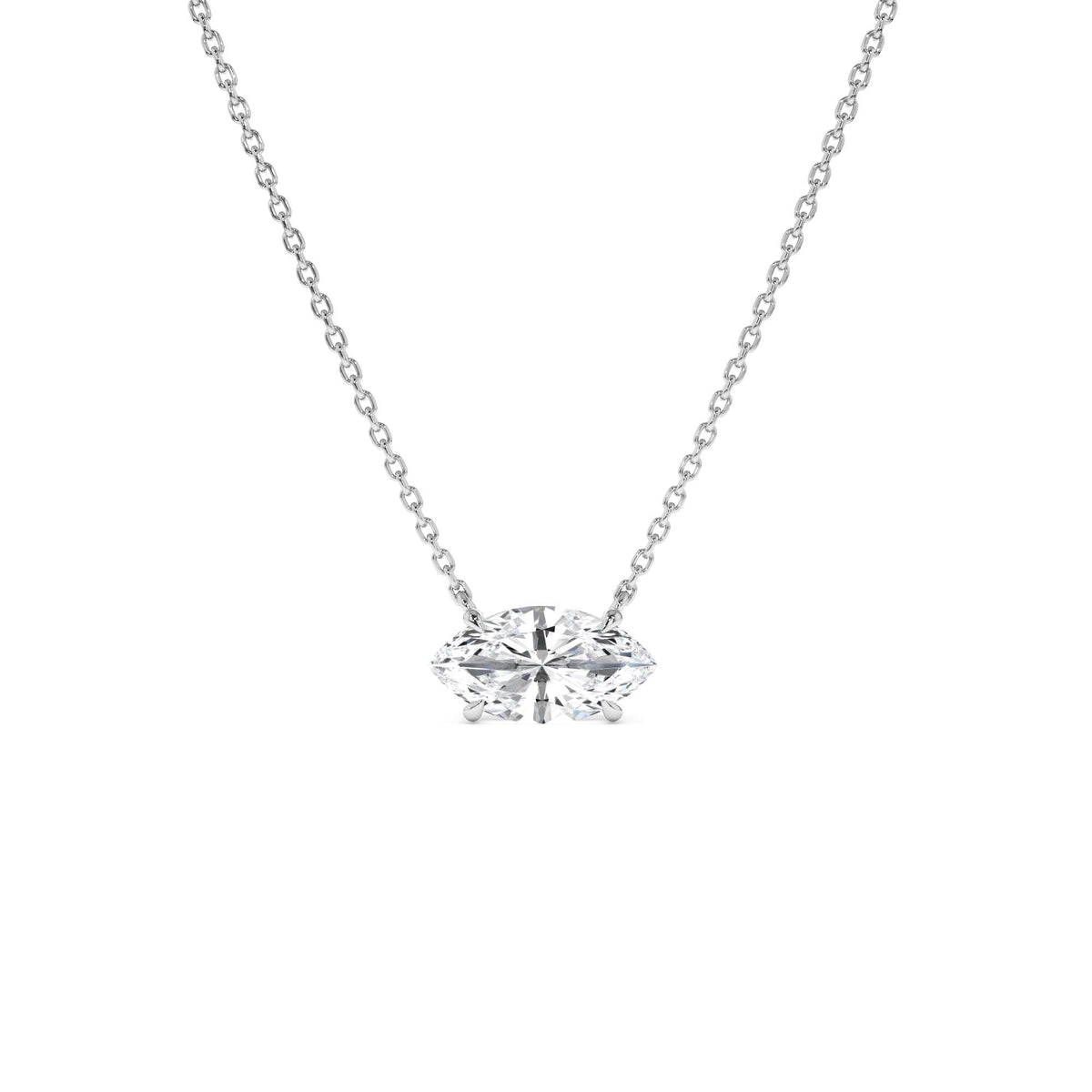 1.00 CTW Prong Setting Marquise Shape Lab-Grown Diamond Solitaire Necklace in 14K Gold — view 2