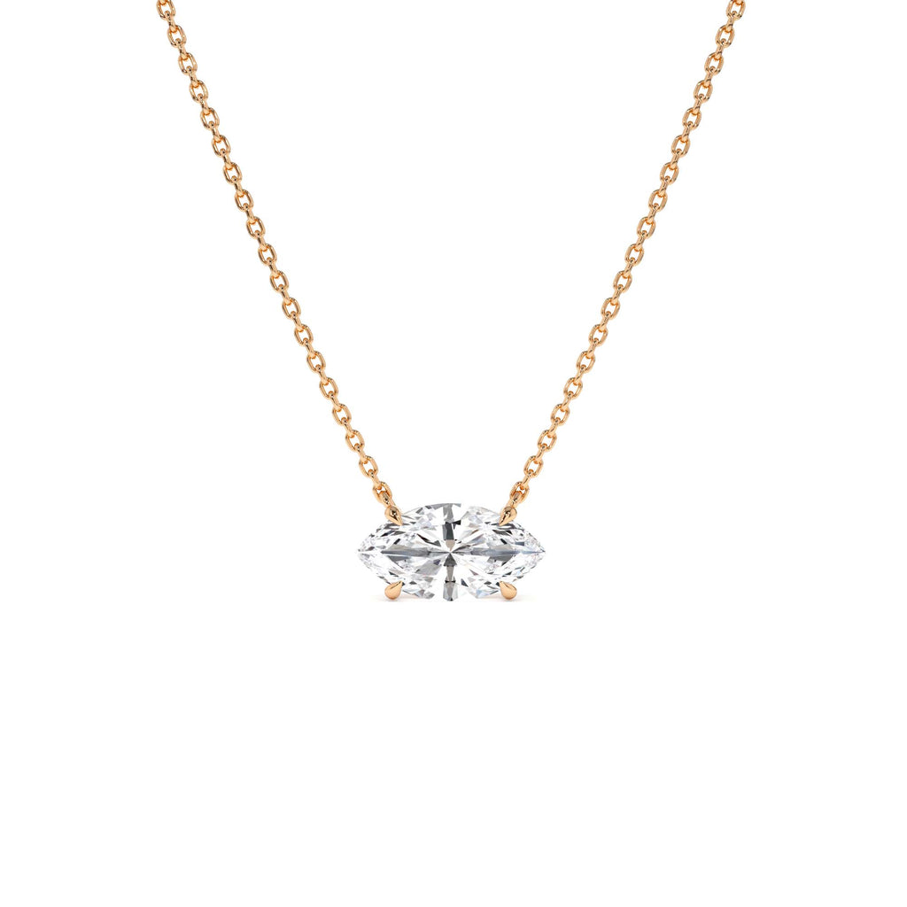 1.00 CTW Prong Setting Marquise Shape Lab-Grown Diamond Solitaire Necklace in 14K Gold — view 3