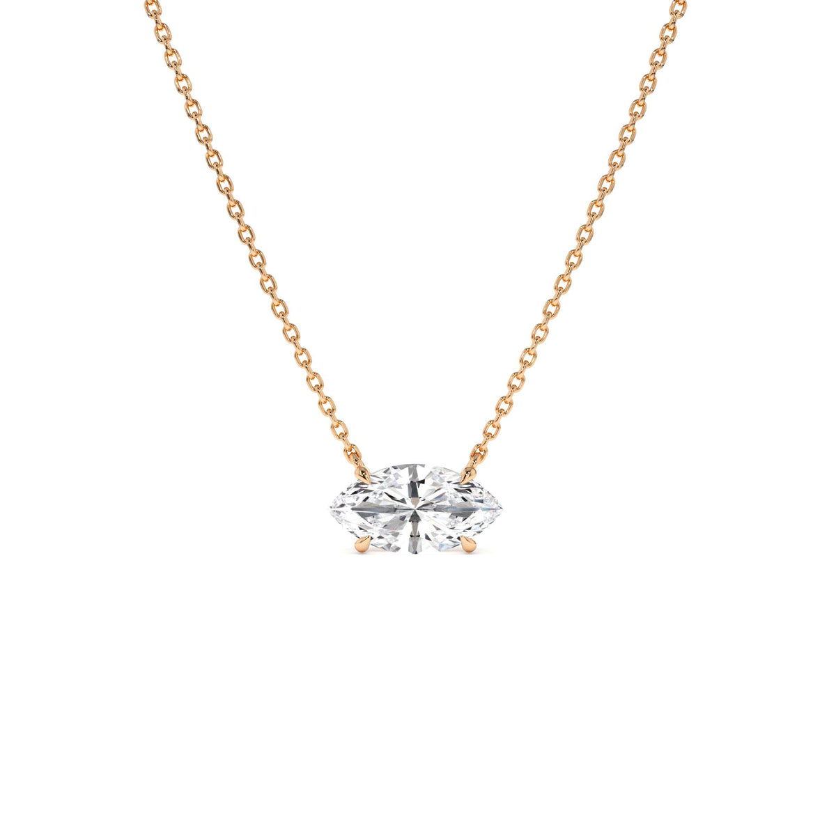 1.00 CTW Prong Setting Marquise Shape Lab-Grown Diamond Solitaire Necklace in 14K Gold — view 3