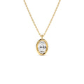 1.00 CTW Bezel Setting Oval Shaped Lab-Grown Diamond Charm Necklace in 14K Gold — view 1