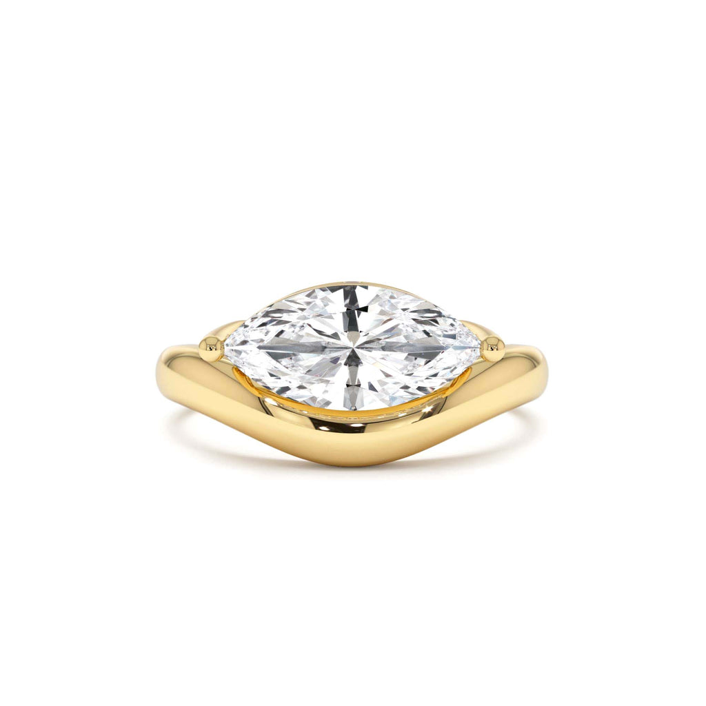 1.50 CTW Marquise Shaped Contemporary Design Lab-Grown Diamond Ring in 14K Gold — view 1