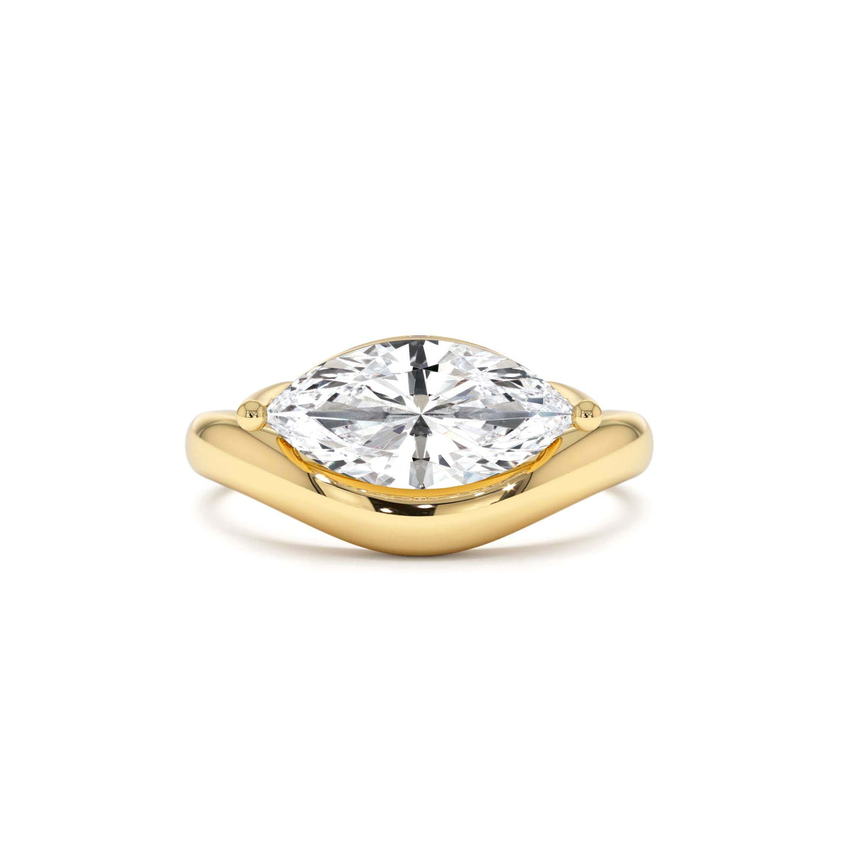 1.50 CTW Marquise Shaped Contemporary Design Lab-Grown Diamond Ring in 14K Gold — view 1