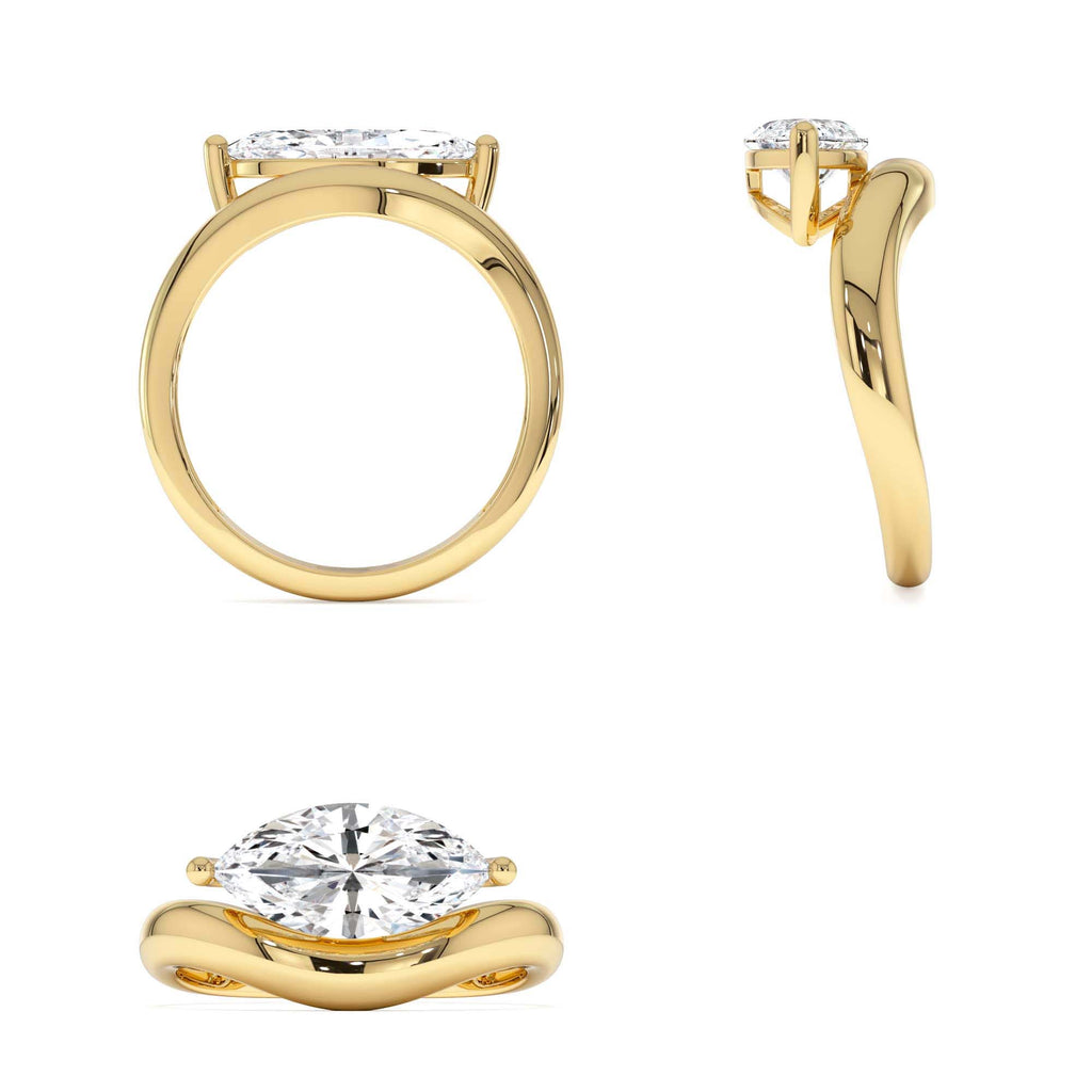 1.50 CTW Marquise Shaped Contemporary Design Lab-Grown Diamond Ring in 14K Gold — view 3