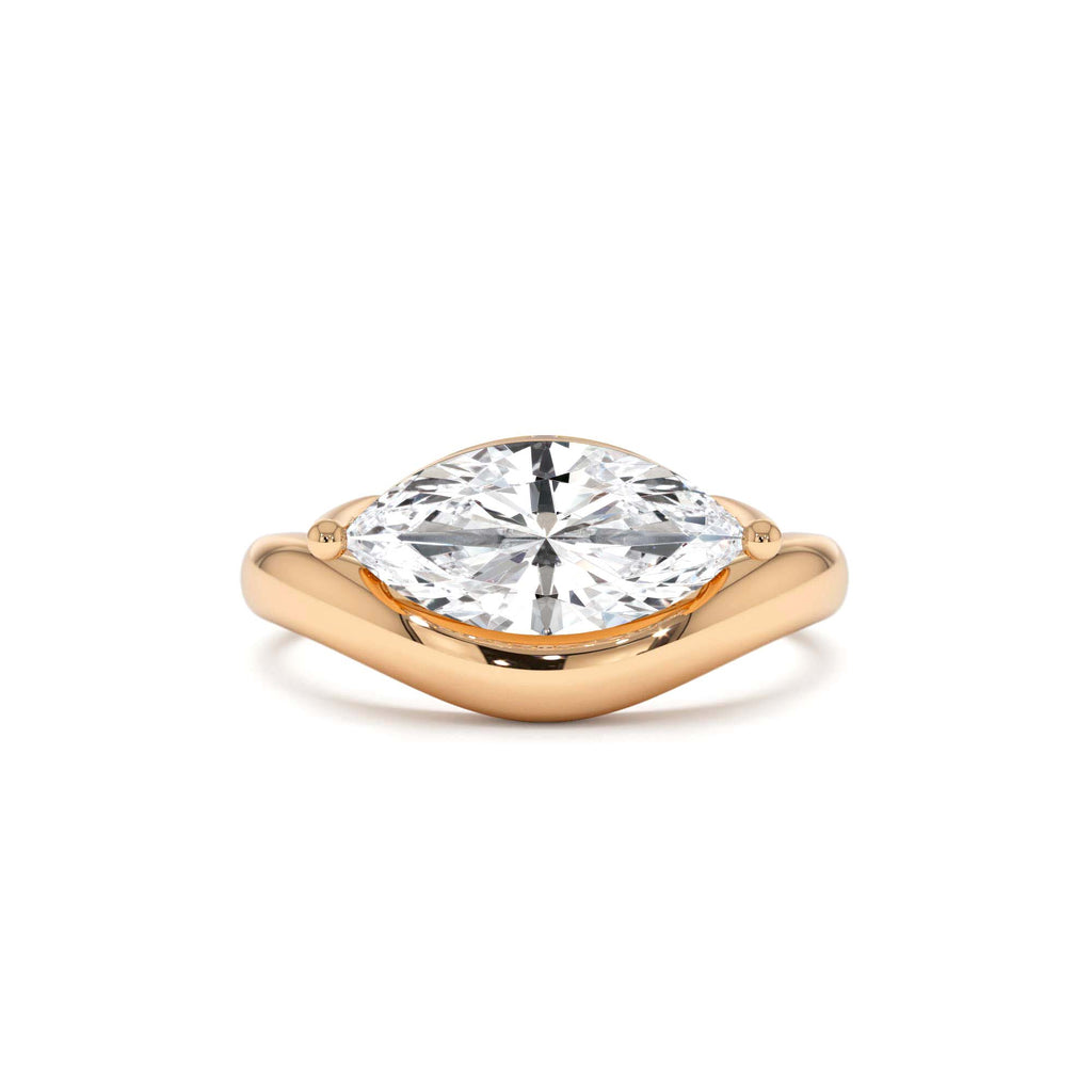 1.50 CTW Marquise Shaped Contemporary Design Lab-Grown Diamond Ring in 14K Gold — view 5