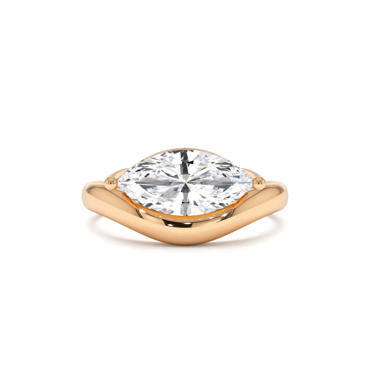 1.50 CTW Marquise Shaped Contemporary Design Lab-Grown Diamond Ring in 14K Gold — view 5