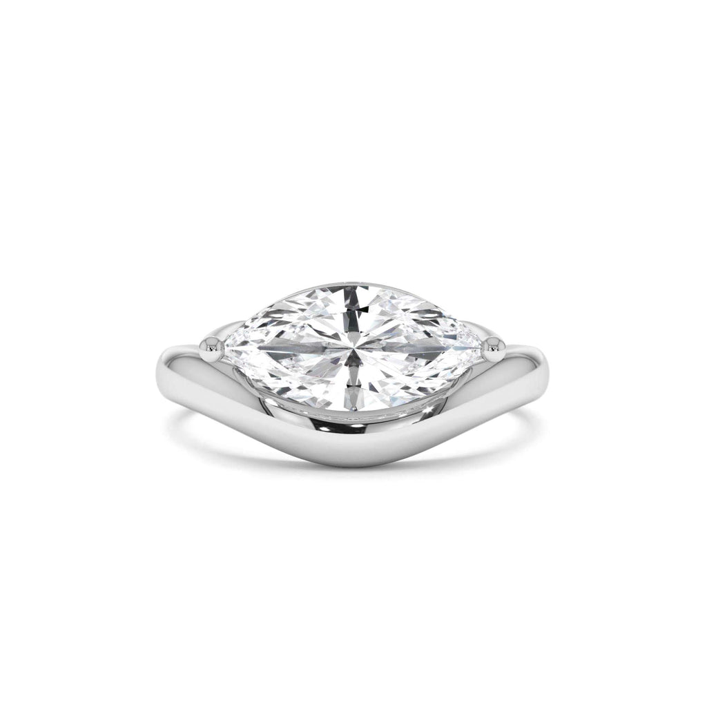1.50 CTW Marquise Shaped Contemporary Design Lab-Grown Diamond Ring in 14K Gold — view 4
