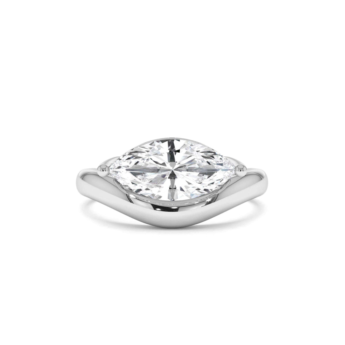 1.50 CTW Marquise Shaped Contemporary Design Lab-Grown Diamond Ring in 14K Gold — view 4