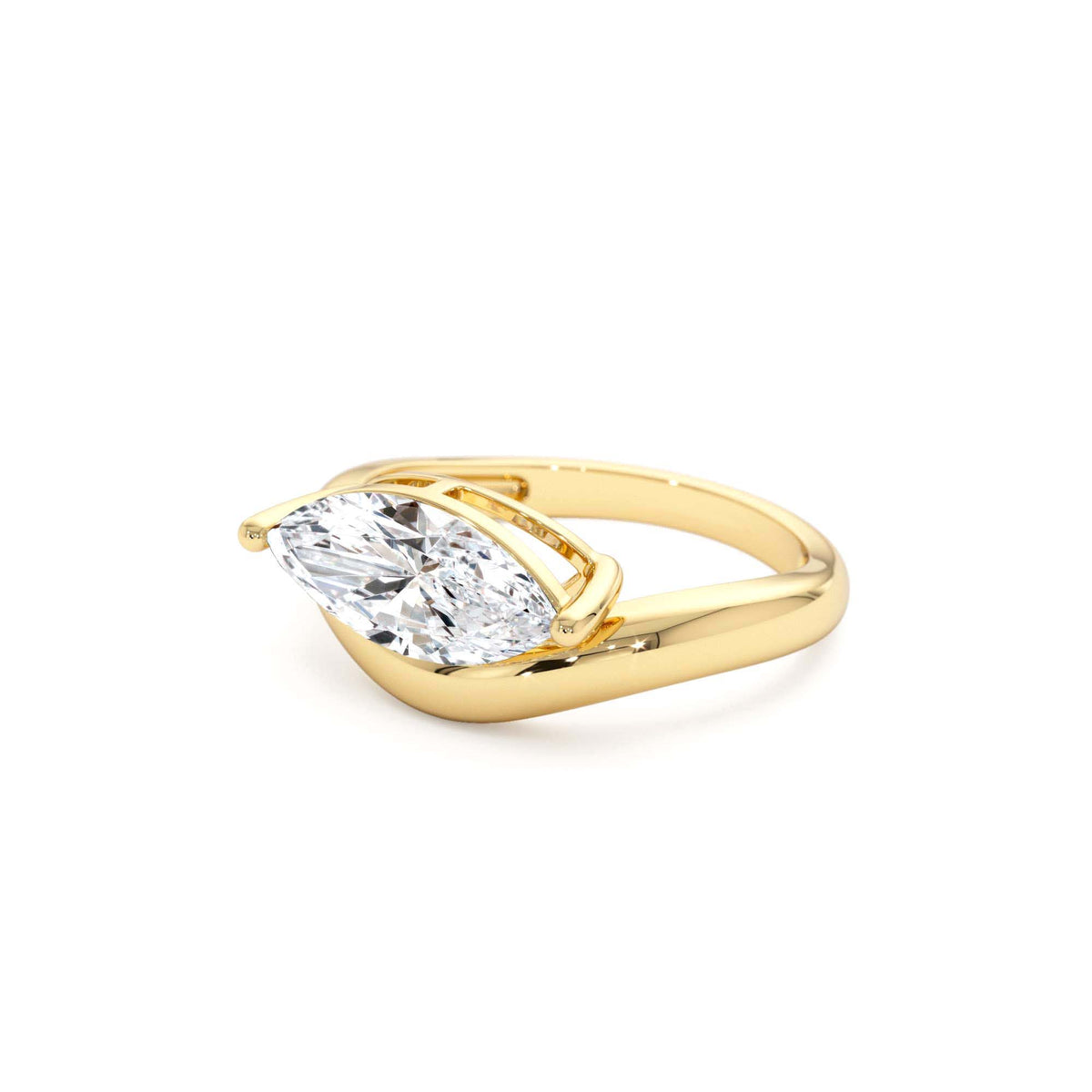 1.50 CTW Marquise Shaped Contemporary Design Lab-Grown Diamond Ring in 14K Gold — view 2