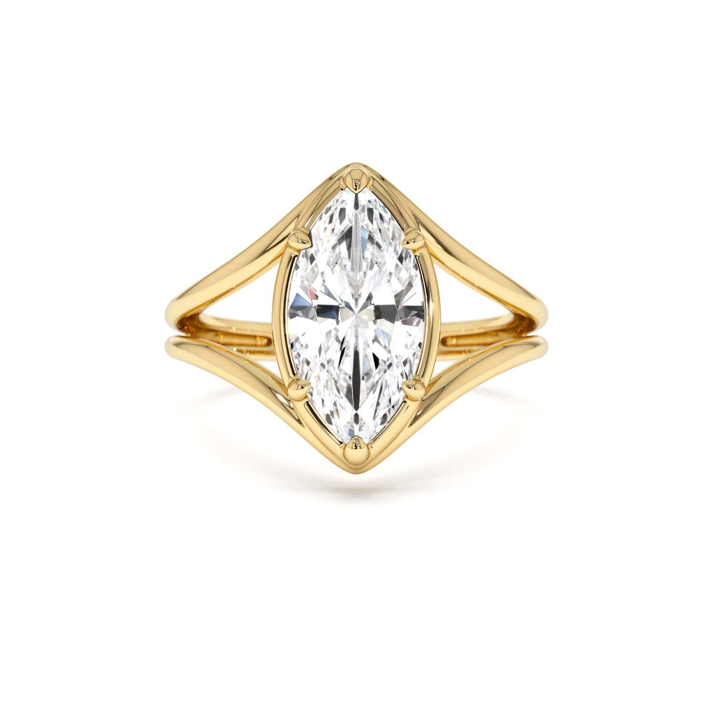2.00 CTW Marquise Shaped Lab-Grown Diamond Split Shank Engagement Ring in 14K Gold — view 1