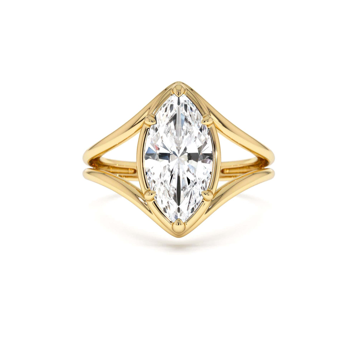 2.00 CTW Marquise Shaped Lab-Grown Diamond Split Shank Engagement Ring in 14K Gold — view 1