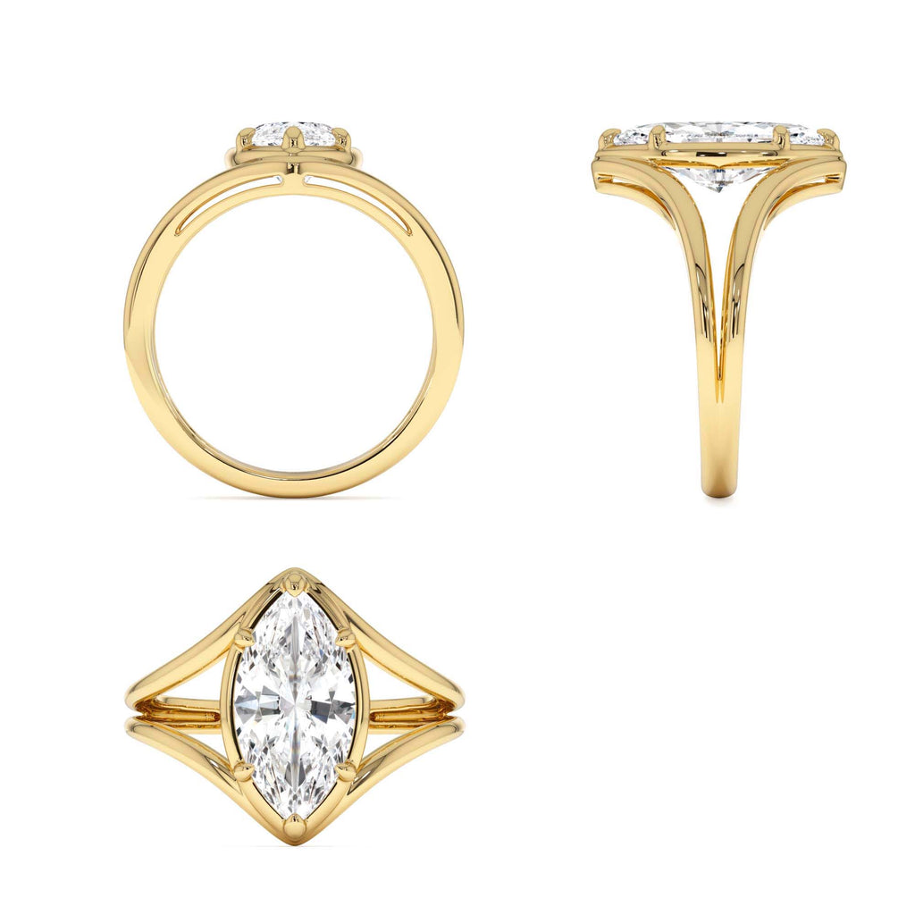 2.00 CTW Marquise Shaped Lab-Grown Diamond Split Shank Engagement Ring in 14K Gold — view 3