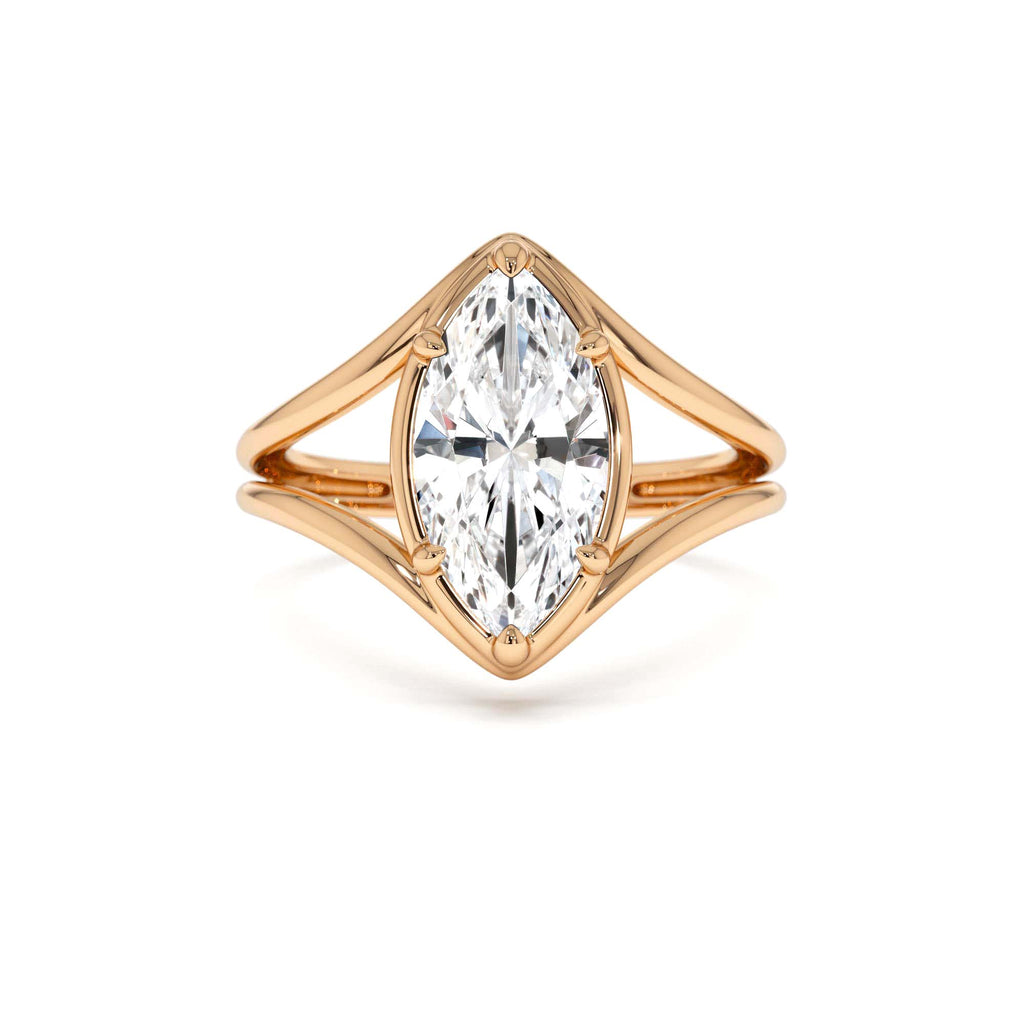 2.00 CTW Marquise Shaped Lab-Grown Diamond Split Shank Engagement Ring in 14K Gold — view 5