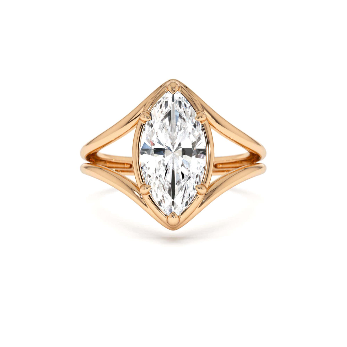 2.00 CTW Marquise Shaped Lab-Grown Diamond Split Shank Engagement Ring in 14K Gold — view 5
