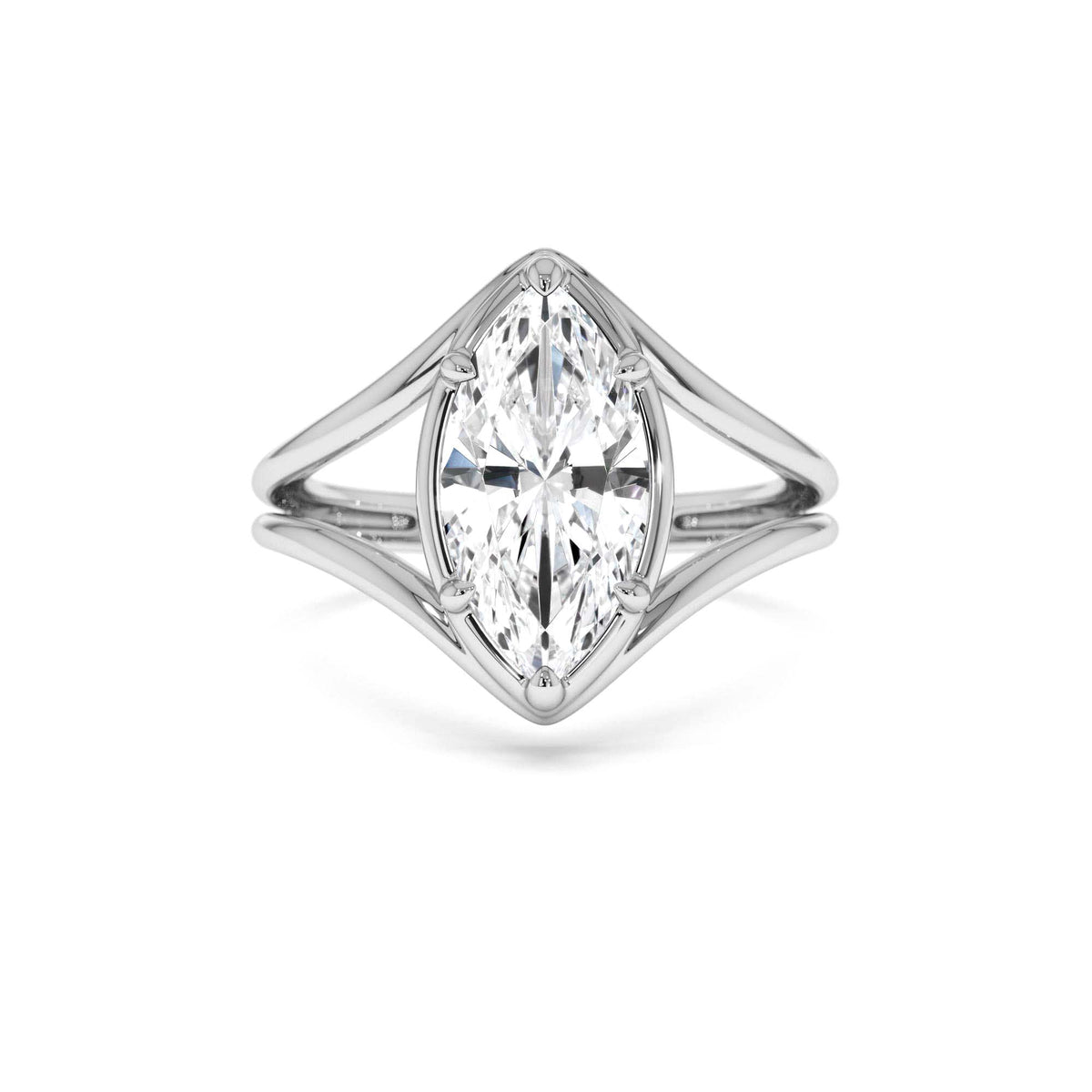 2.00 CTW Marquise Shaped Lab-Grown Diamond Split Shank Engagement Ring in 14K Gold — view 4