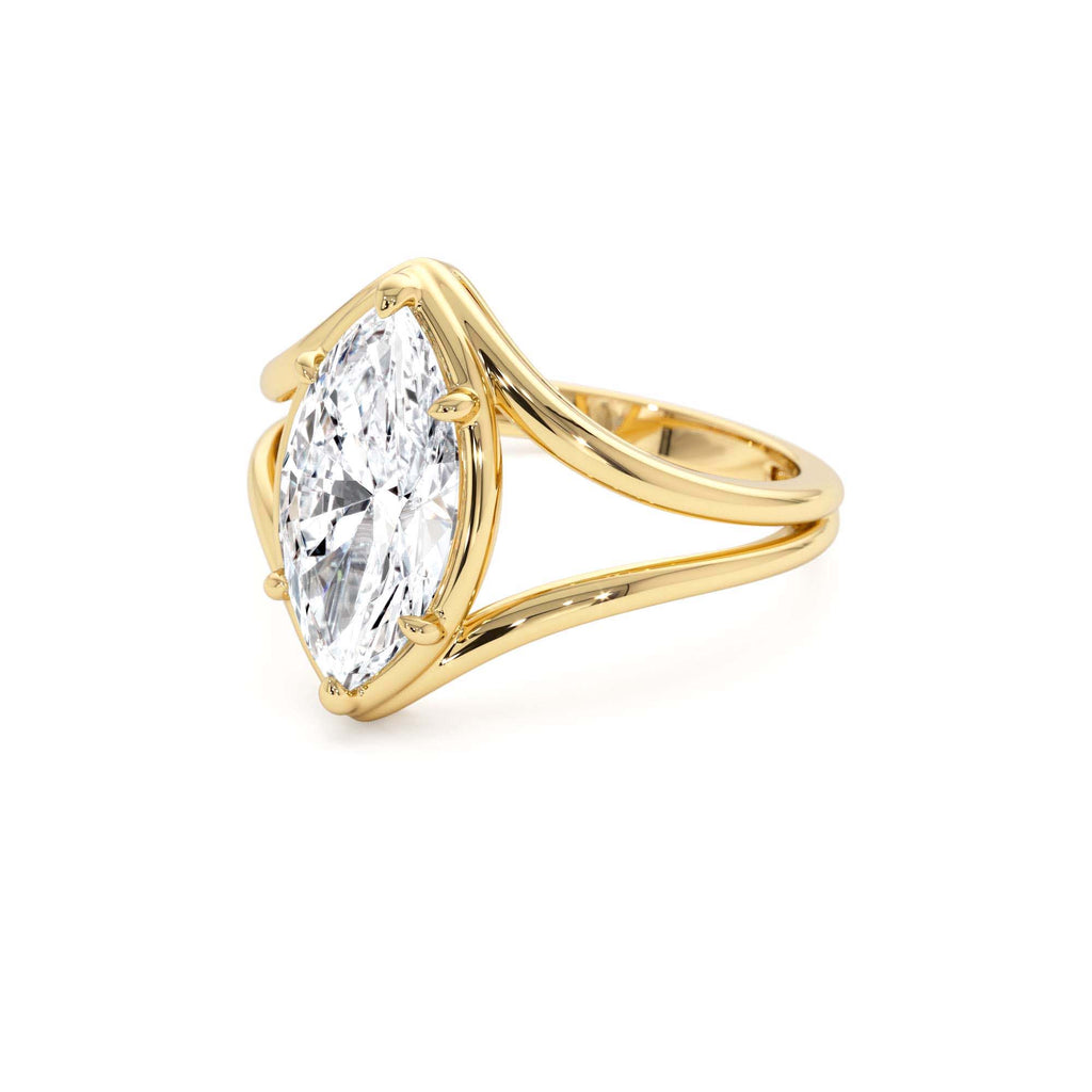 2.00 CTW Marquise Shaped Lab-Grown Diamond Split Shank Engagement Ring in 14K Gold — view 2