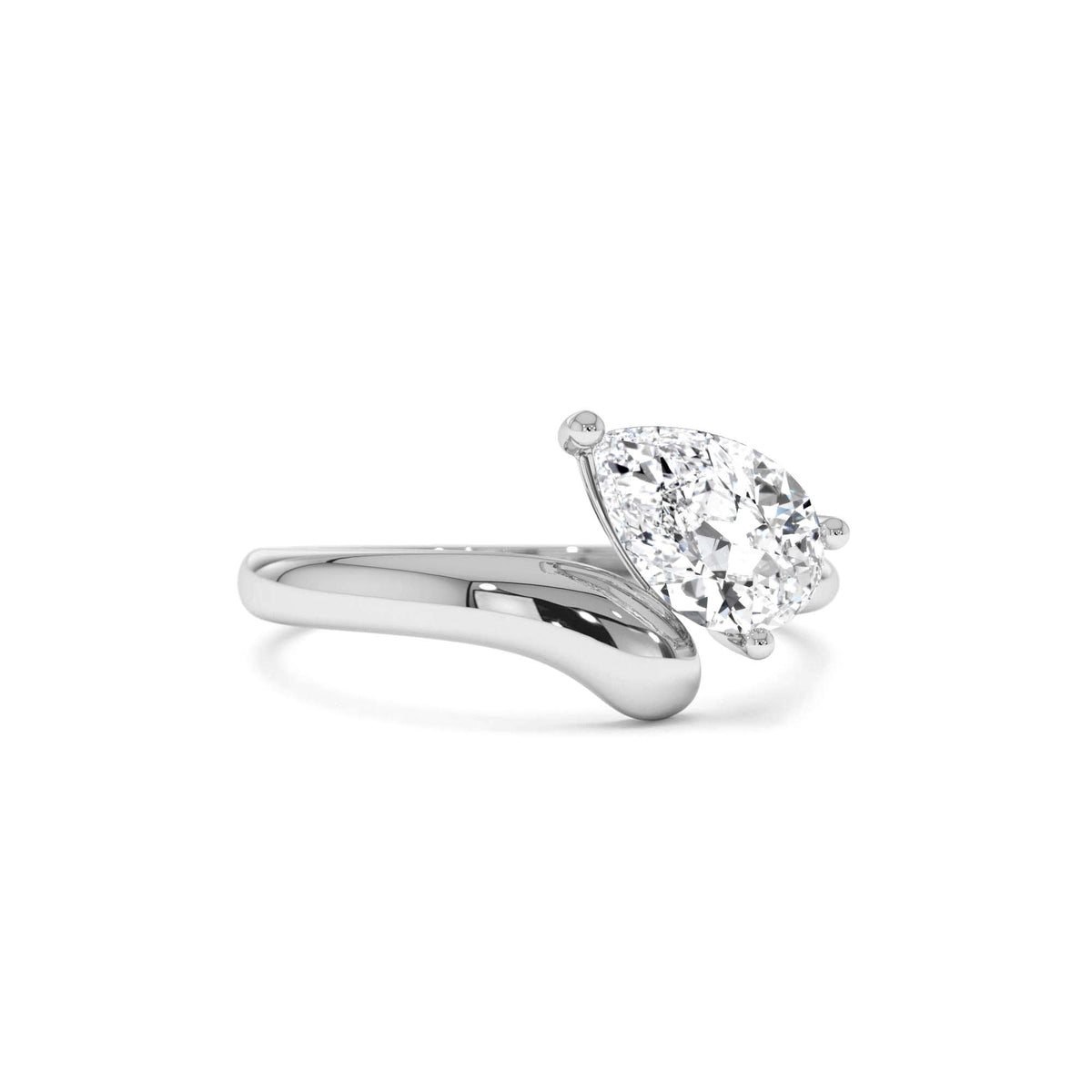 1.00 CTW Pear Shaped Lab-Grown Diamond Ring with Contemporary Twist Band in 14K Gold — view 4