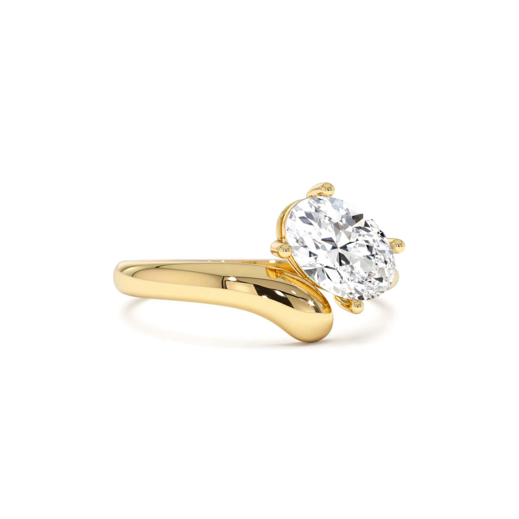 1.00 CTW Oval Shaped Lab-Grown Diamond Ring with Contemporary Twist Band in 14K Gold — view 1
