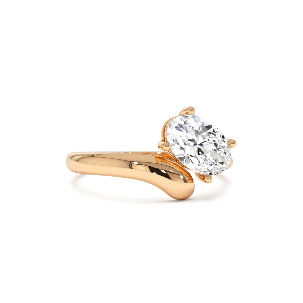 1.00 CTW Oval Shaped Lab-Grown Diamond Ring with Contemporary Twist Band in 14K Gold — view 5