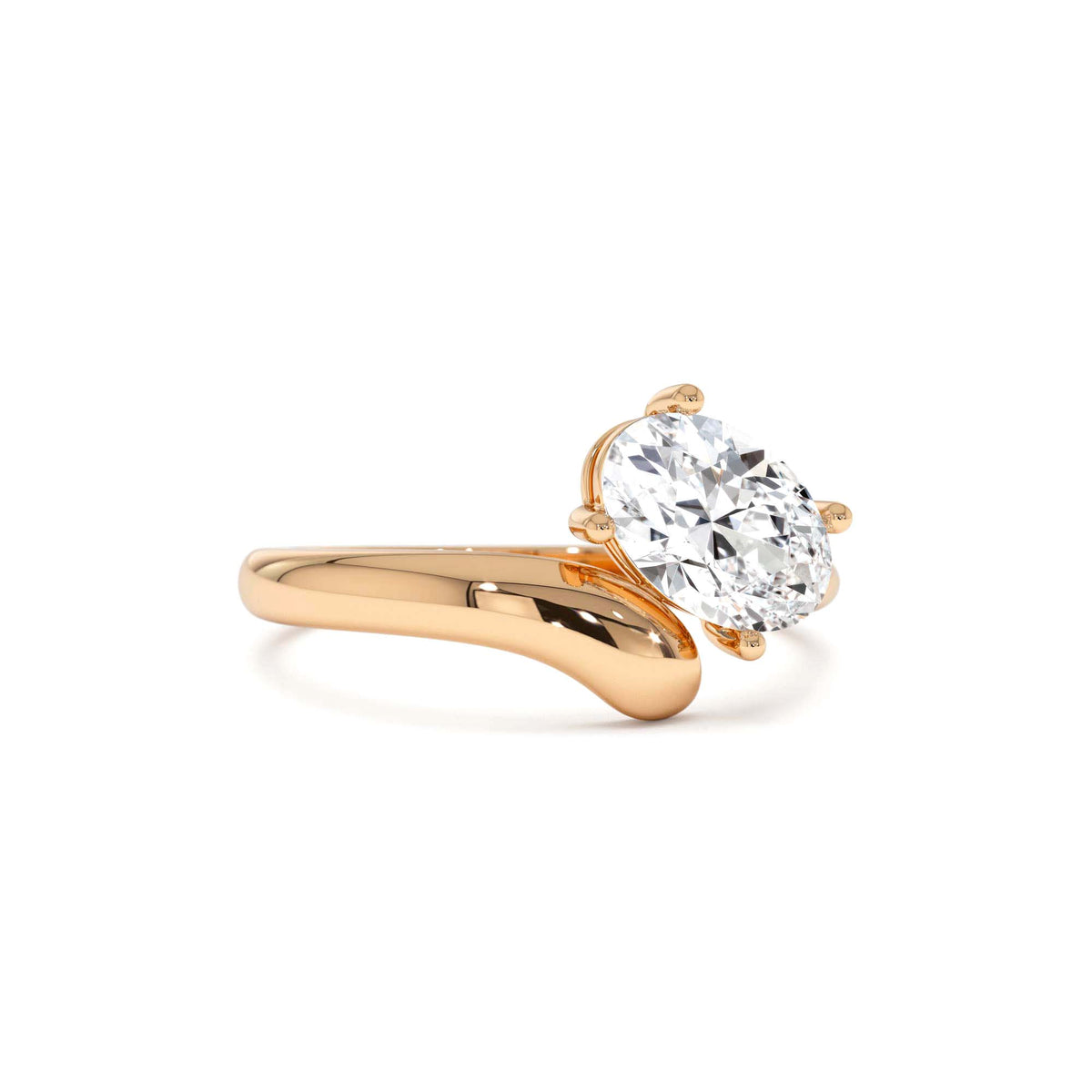 1.00 CTW Oval Shaped Lab-Grown Diamond Ring with Contemporary Twist Band in 14K Gold — view 5
