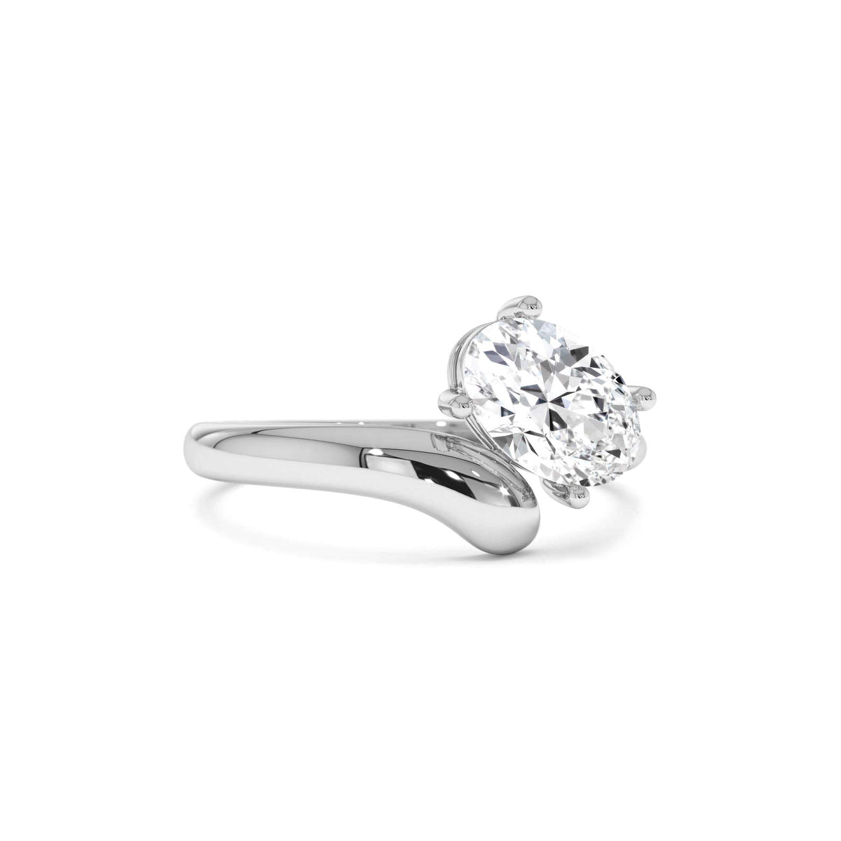 1.00 CTW Oval Shaped Lab-Grown Diamond Ring with Contemporary Twist Band in 14K Gold — view 4