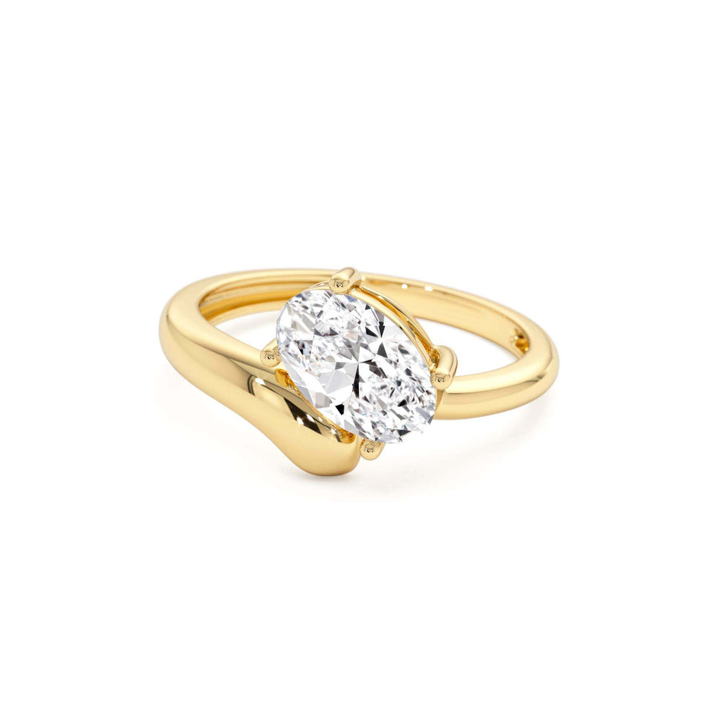 1.00 CTW Oval Shaped Lab-Grown Diamond Ring with Contemporary Twist Band in 14K Gold — view 2