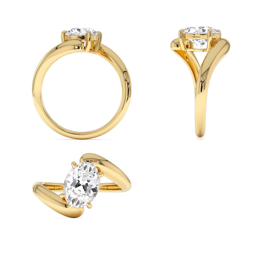1.50 CTW Lab-Grown Oval Shaped Diamond Bypass Ring in 14K Gold — view 3