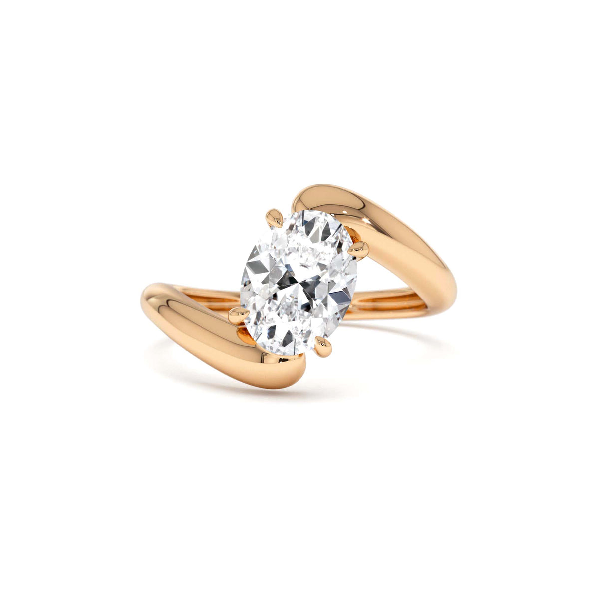 1.50 CTW Lab-Grown Oval Shaped Diamond Bypass Ring in 14K Gold — view 5