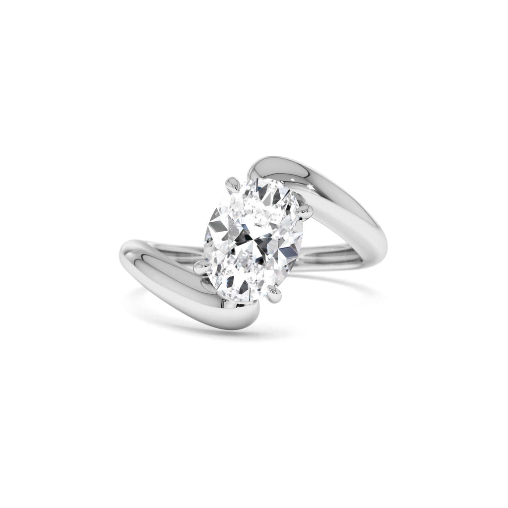 1.50 CTW Lab-Grown Oval Shaped Diamond Bypass Ring in 14K Gold — view 4