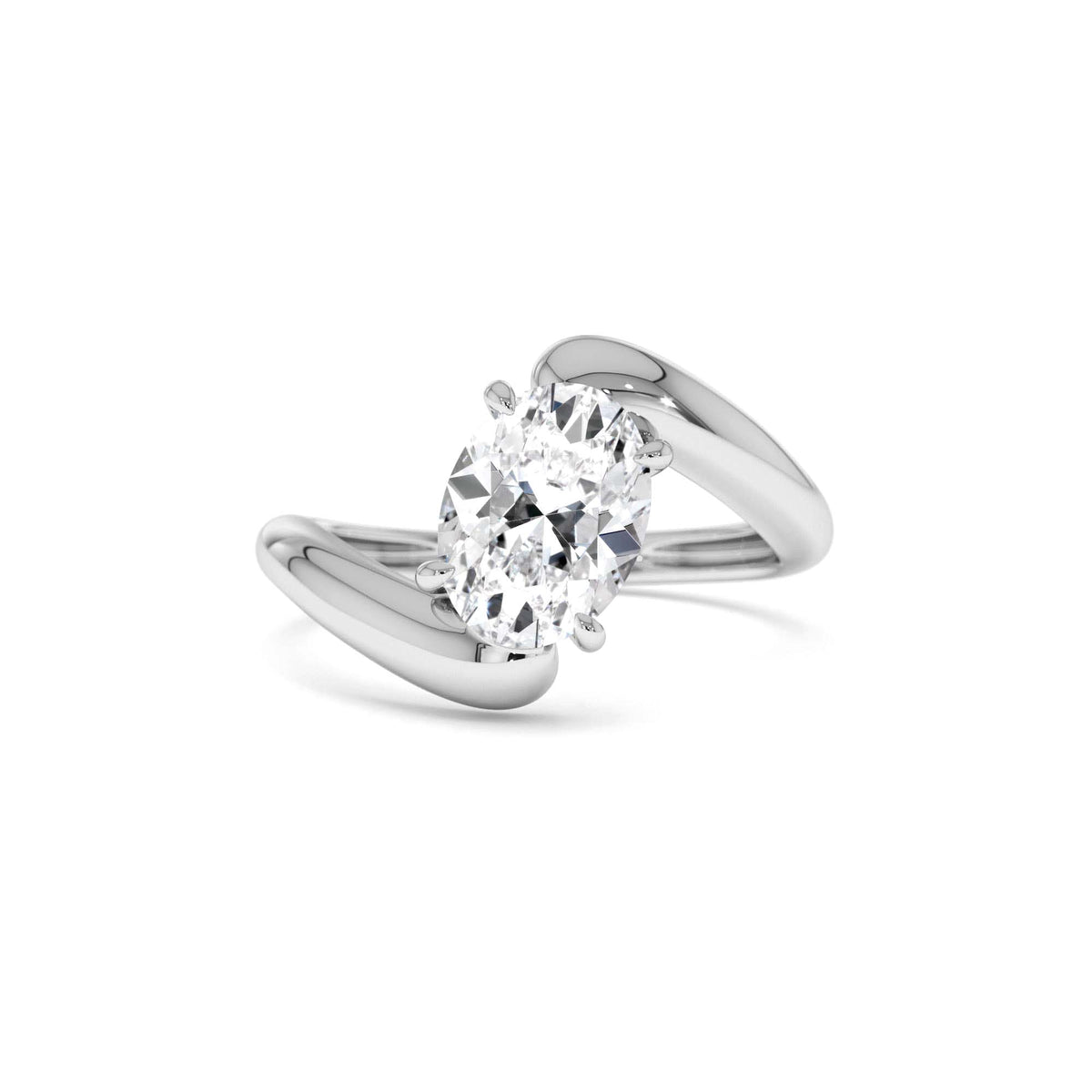 1.50 CTW Lab-Grown Oval Shaped Diamond Bypass Ring in 14K Gold — view 4