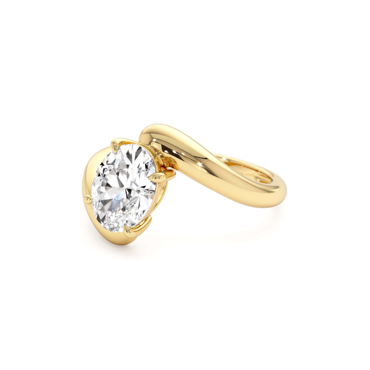 1.50 CTW Lab-Grown Oval Shaped Diamond Bypass Ring in 14K Gold — view 2
